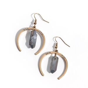 Elegant Gold and Silver Crescent Earrings Masterful Model Dangling Fashion Jewel